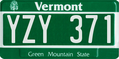 VT license plate YZY371