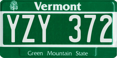VT license plate YZY372