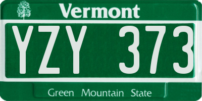 VT license plate YZY373