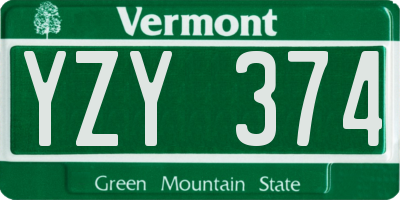 VT license plate YZY374