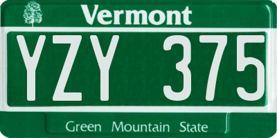 VT license plate YZY375