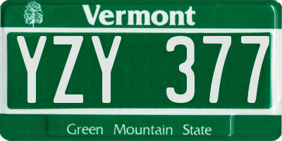 VT license plate YZY377