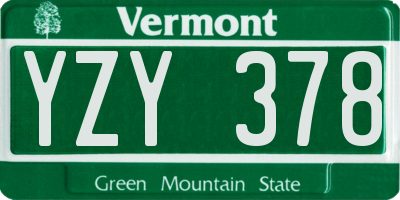 VT license plate YZY378