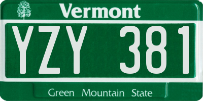 VT license plate YZY381