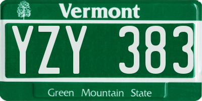 VT license plate YZY383
