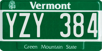 VT license plate YZY384