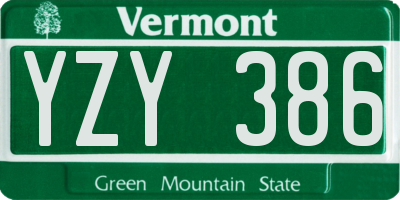 VT license plate YZY386