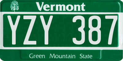 VT license plate YZY387