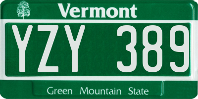 VT license plate YZY389