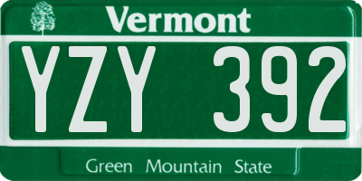 VT license plate YZY392
