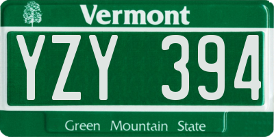 VT license plate YZY394