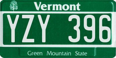 VT license plate YZY396