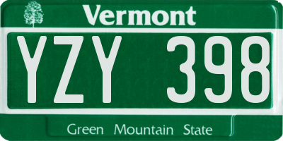 VT license plate YZY398