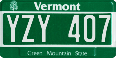 VT license plate YZY407