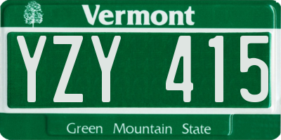 VT license plate YZY415