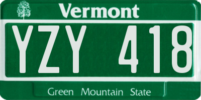 VT license plate YZY418
