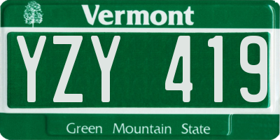 VT license plate YZY419
