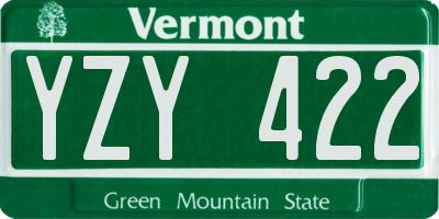 VT license plate YZY422