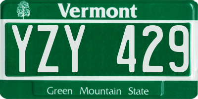 VT license plate YZY429