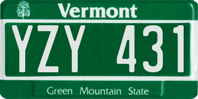 VT license plate YZY431
