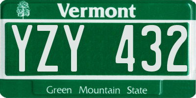 VT license plate YZY432
