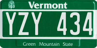 VT license plate YZY434