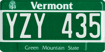 VT license plate YZY435