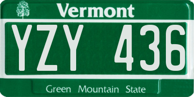 VT license plate YZY436