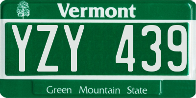 VT license plate YZY439