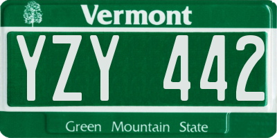 VT license plate YZY442
