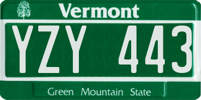 VT license plate YZY443