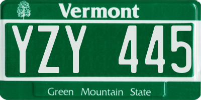 VT license plate YZY445
