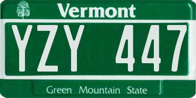 VT license plate YZY447