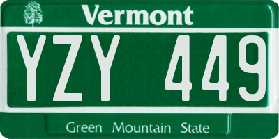 VT license plate YZY449