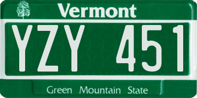 VT license plate YZY451