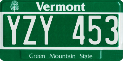 VT license plate YZY453