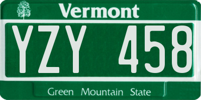 VT license plate YZY458