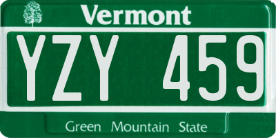 VT license plate YZY459