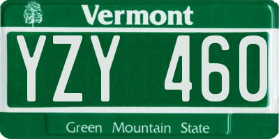 VT license plate YZY460