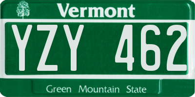 VT license plate YZY462