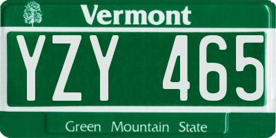 VT license plate YZY465