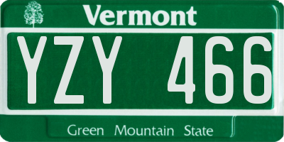 VT license plate YZY466