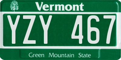 VT license plate YZY467