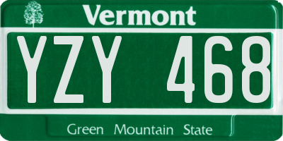 VT license plate YZY468