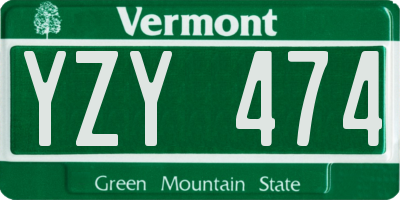 VT license plate YZY474
