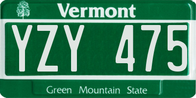 VT license plate YZY475