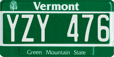 VT license plate YZY476