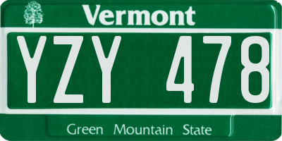 VT license plate YZY478