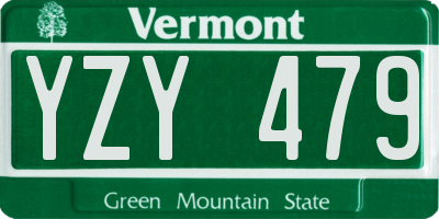 VT license plate YZY479