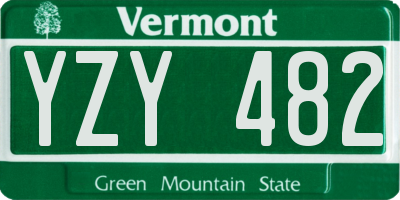 VT license plate YZY482